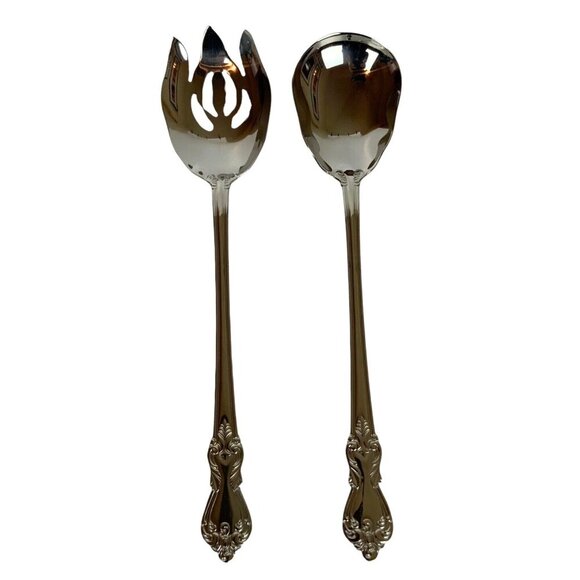 Reed & Barton Heritage Mint Marlborough 2-Pc Salad Serving Set Stainless Steel - Picture 4 of 7